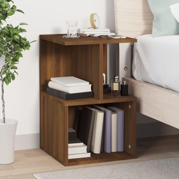 vidaXL sengeborde 2 stk. 35x35x55 cm konstrueret træ brun egetræsfarve