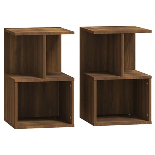 vidaXL sengeborde 2 stk. 35x35x55 cm konstrueret træ brun egetræsfarve