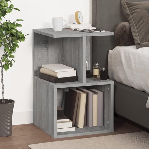 vidaXL sengeborde 2 stk. 35x35x55 cm konstrueret træ grå sonoma-eg
