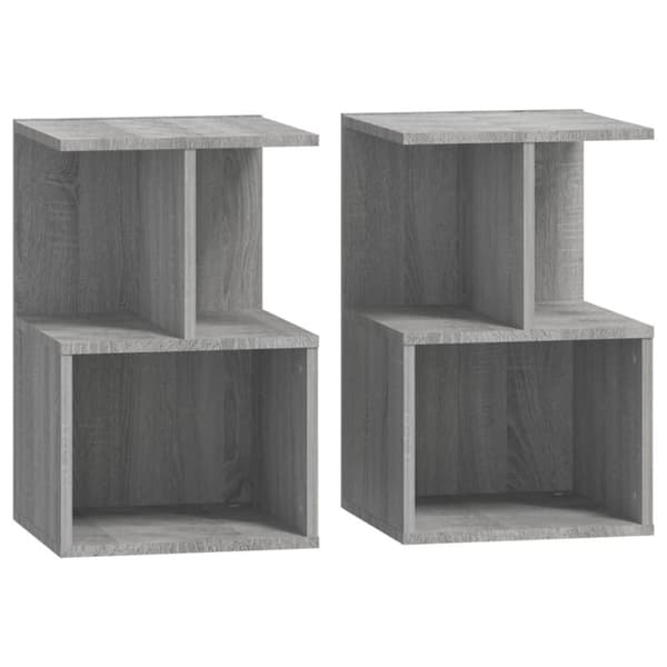 vidaXL sengeborde 2 stk. 35x35x55 cm konstrueret træ grå sonoma-eg