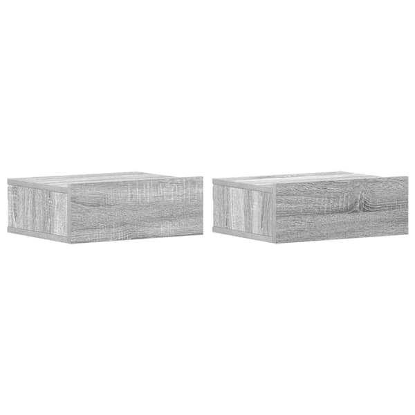 vidaXL Kelluvat yöpöydät 2 kpl harmaa Sonoma 40x30x15 cm tekninen puu