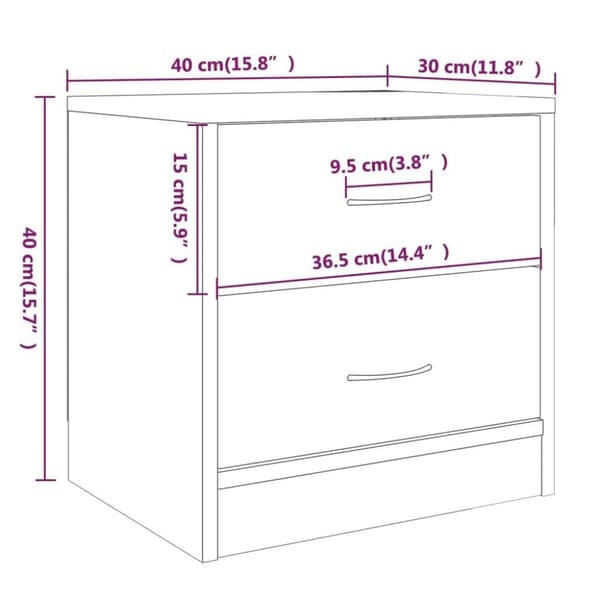 vidaXL sengebord 40x30x40 cm konstrueret træ røget egetræsfarve