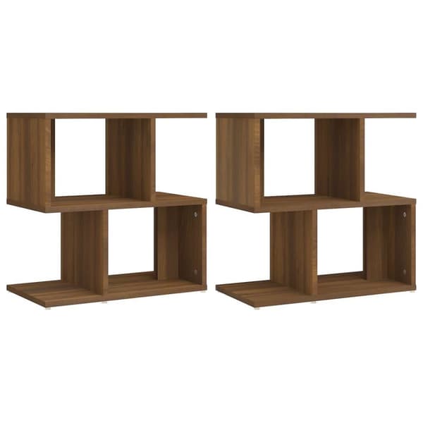 vidaXL sengeborde 2 stk. 50x30x51,5 cm konstrueret træ brunt egetræ