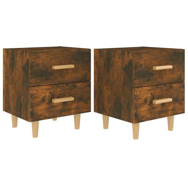 vidaXL sengeborde 40x35x47,5 cm 2 stk. røget egetræsfarve