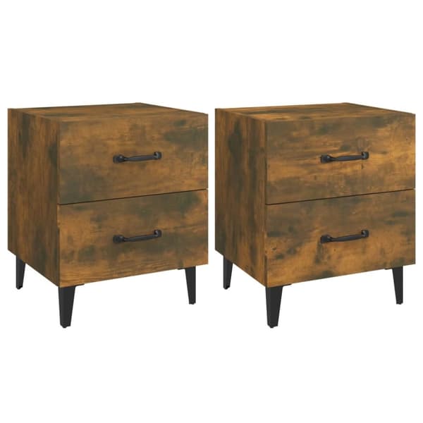 vidaXL sengeborde 2 stk. 40x35x47,5 cm røget egetræsfarve