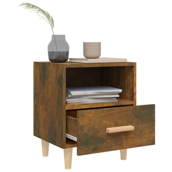 vidaXL sengeborde 2 stk. 40x35x47 cm røget egetræsfarve