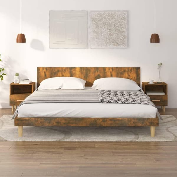 vidaXL sengeborde 2 stk. 40x35x47 cm røget egetræsfarve
