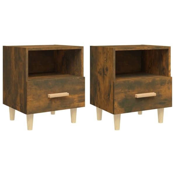 vidaXL sengeborde 2 stk. 40x35x47 cm røget egetræsfarve