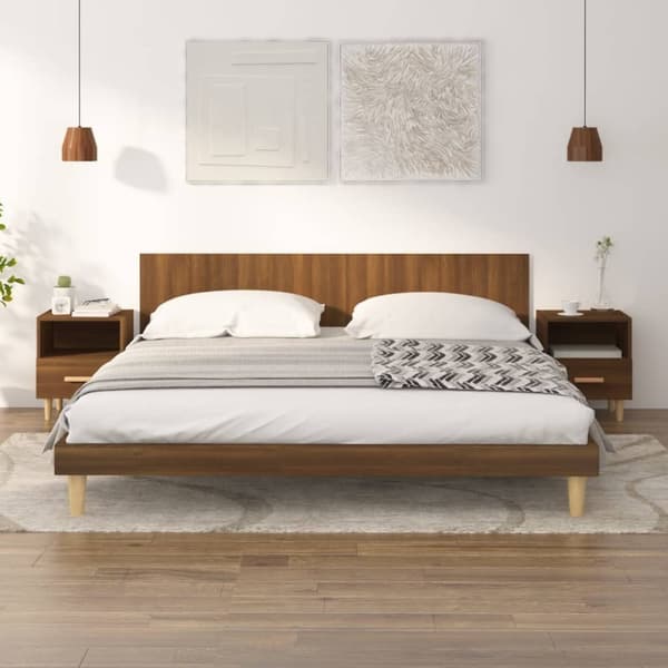 vidaXL sengeborde 40x35x47 cm 2 stk. brun egetræsfarve