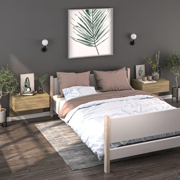 vidaXL Veggmonterte nattbord 2 stk sonoma oak