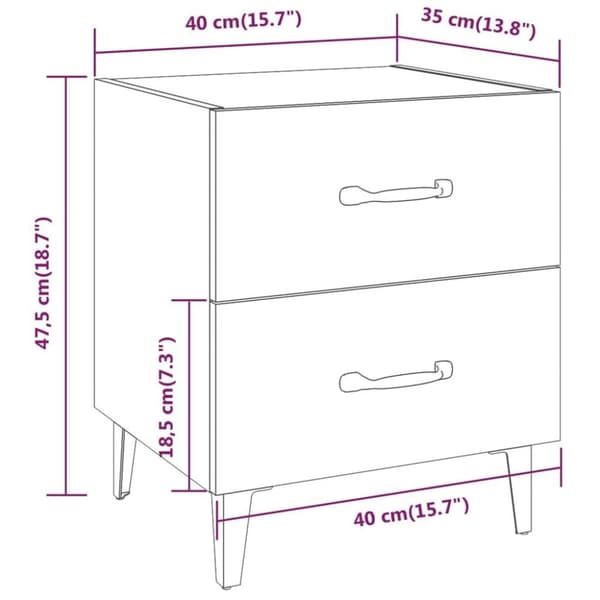 vidaXL Nattbord 2 stk svart 40x35x47,5 cm