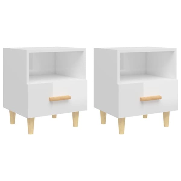 vidaXL Nattbord 2 stk høyglans hvit 40x35x47 cm