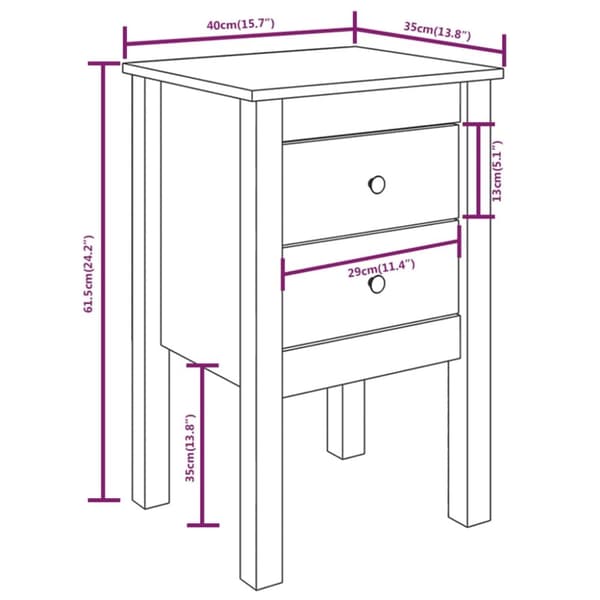 vidaXL Nattbord honningbrun 40x35x61,5 cm heltre furu
