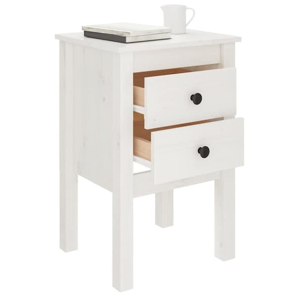 vidaXL Nattbord hvit 40x35x61,5 cm heltre furu