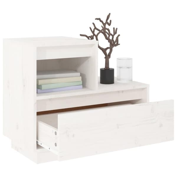 vidaXL Nattbord hvit 60x34x51 cm heltre furu