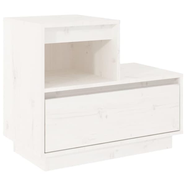 vidaXL Nattbord hvit 60x34x51 cm heltre furu