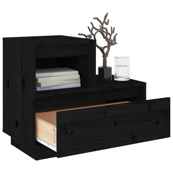 vidaXL Nattbord 2 stk svart 60x34x51 cm heltre furu