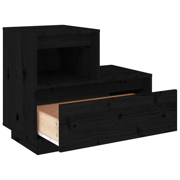 vidaXL Nattbord 2 stk svart 60x34x51 cm heltre furu