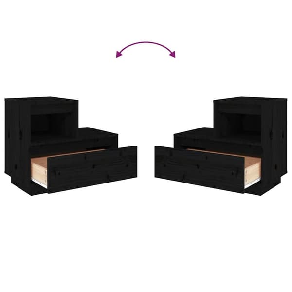 vidaXL Nattbord 2 stk svart 60x34x51 cm heltre furu