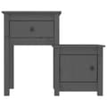 Miniatyrbilde 4 av 9: vidaXL Nattbord grå 79,5x38x65,5 heltre furu