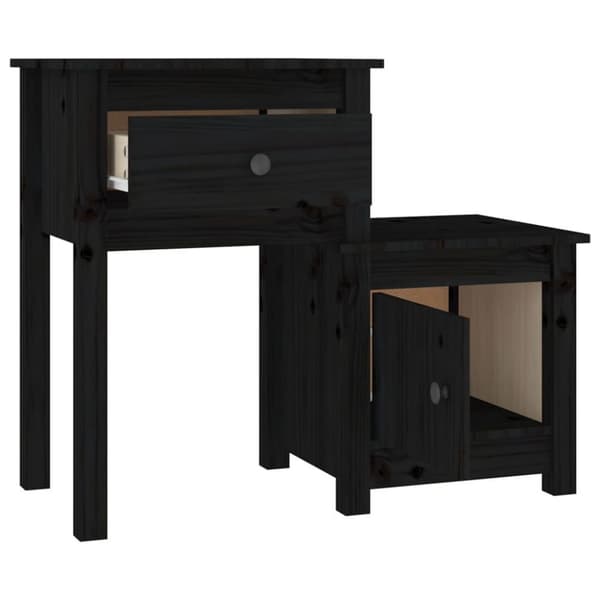 vidaXL Nattbord svart 2 stk 79,5x38x65,5 heltre furu