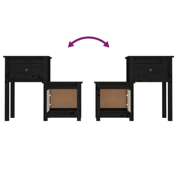 vidaXL Nattbord svart 2 stk 79,5x38x65,5 heltre furu