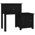 Miniatyrbilde 1 av 9: vidaXL Nattbord svart 2 stk 79,5x38x65,5 heltre furu