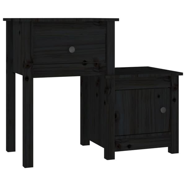 vidaXL Nattbord svart 2 stk 79,5x38x65,5 heltre furu