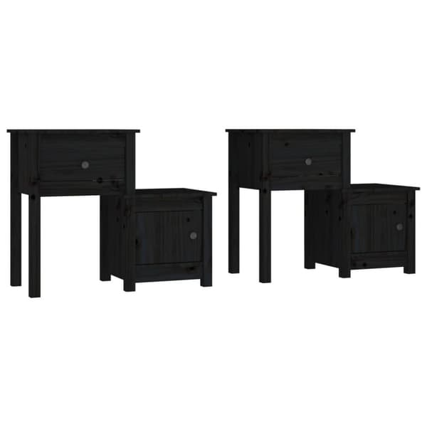 vidaXL Nattbord 2 stk svart 79,5x38x65,5 heltre furu