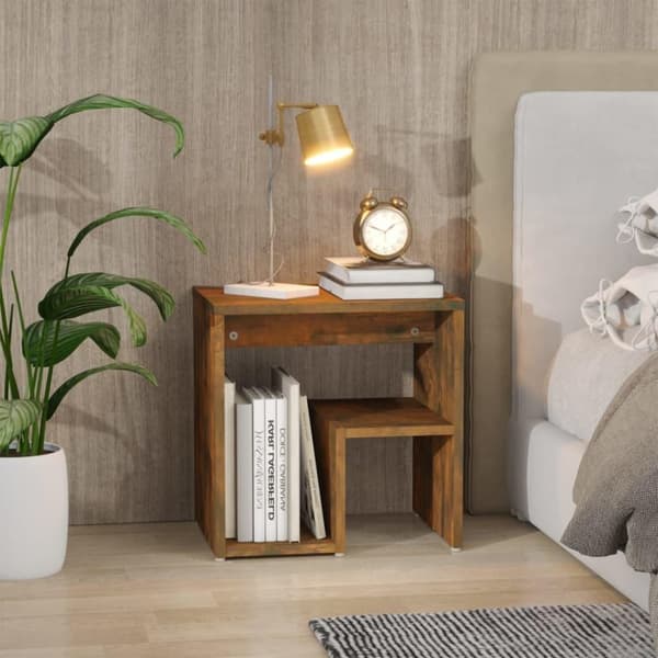 vidaXL Nattbord røkt eik 40x30x40 cm konstruert tre