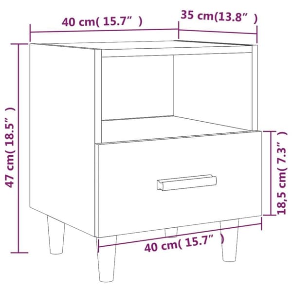 vidaXL Nattbord røkt eik 40x35x47 cm
