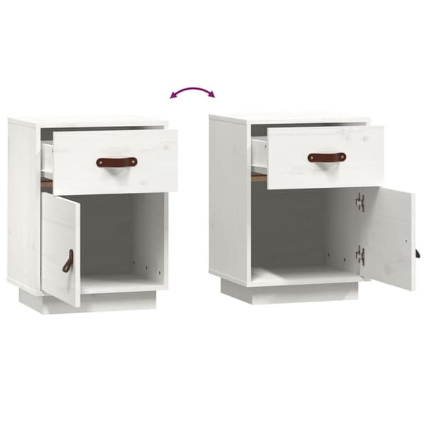 vidaXL Nattbord hvit 40x34x55 cm heltre furu