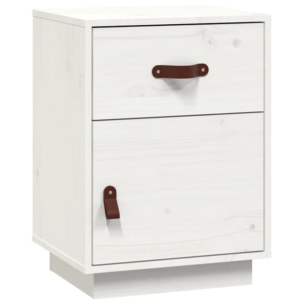 vidaXL Nattbord hvit 40x34x55 cm heltre furu