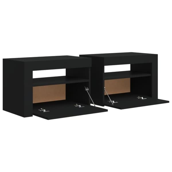 vidaXL Nattbord med LED 2 stk svart 60x35x40 cm