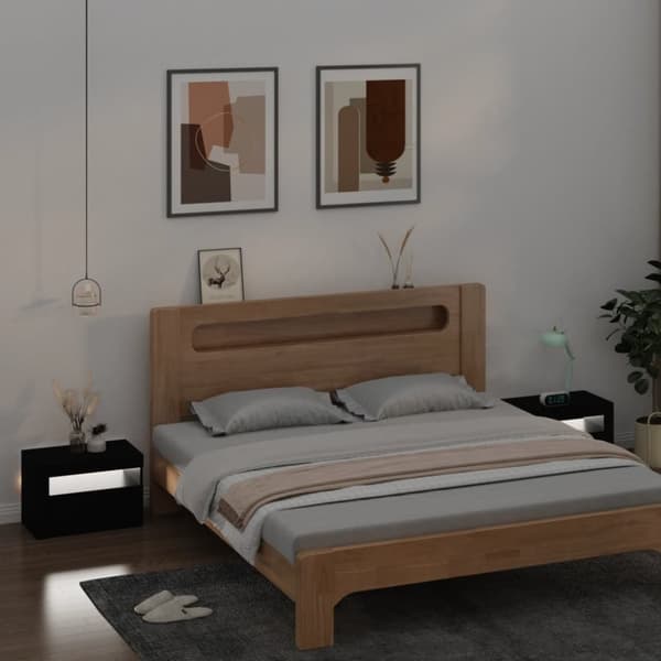 vidaXL Nattbord med LED 2 stk svart 60x35x40 cm