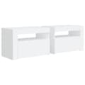 Miniatyrbilde 3 av 11: vidaXL Nattbord med LED 2 stk hvit 60x35x40 cm