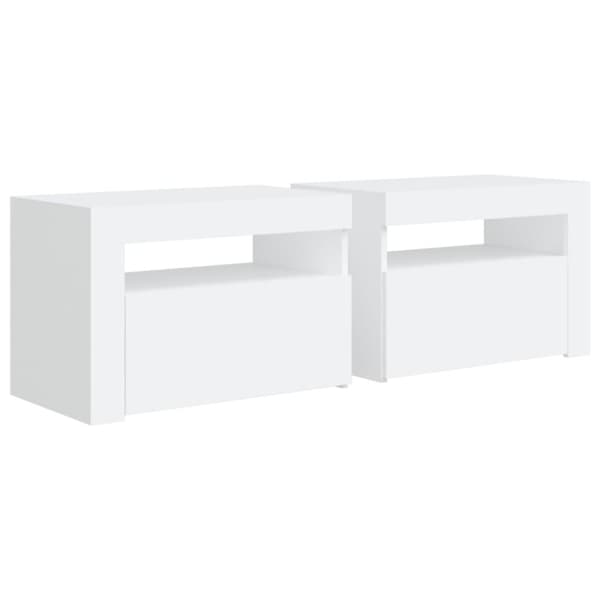 vidaXL Nattbord med LED 2 stk hvit 60x35x40 cm