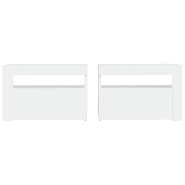 vidaXL Nattbord med LED 2 stk hvit 60x35x40 cm