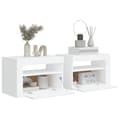 Miniatyrbilde 7 av 11: vidaXL Nattbord med LED 2 stk hvit 60x35x40 cm