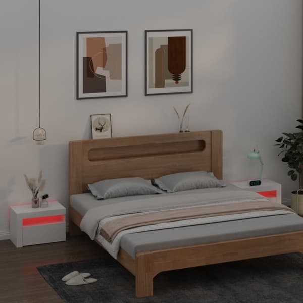 vidaXL Nattbord med LED 2 stk hvit 60x35x40 cm