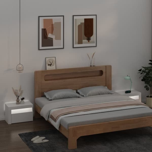 vidaXL Nattbord med LED 2 stk hvit 60x35x40 cm