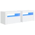 Miniatyrbilde 2 av 11: vidaXL Nattbord med LED 2 stk hvit 60x35x40 cm