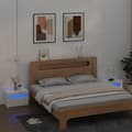 Miniatyrbilde 1 av 11: vidaXL Nattbord med LED 2 stk hvit 60x35x40 cm