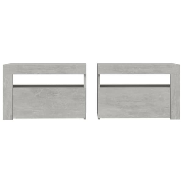 vidaXL Nattbord med LED 2 stk betonggrå 60x35x40 cm