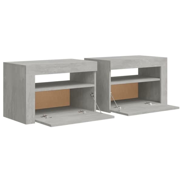 vidaXL Nattbord med LED 2 stk betonggrå 60x35x40 cm