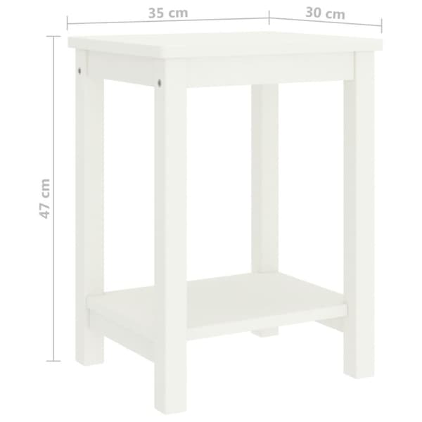 vidaXL sengebord 35x30x47 cm massivt fyrretræ hvid