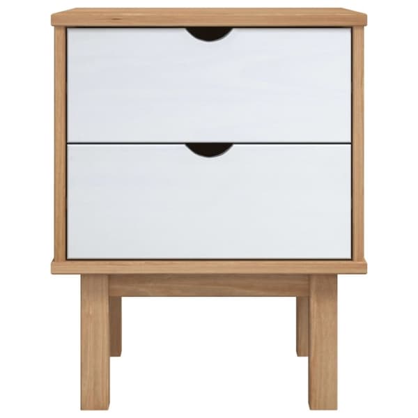 vidaXL sengebord OTTA 45x39x57 cm massivt fyrretræ brun og hvid