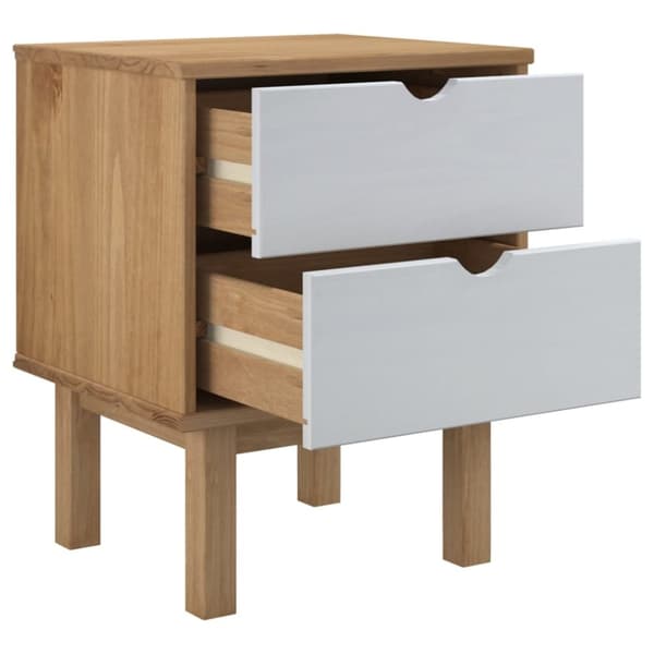vidaXL sengebord OTTA 45x39x57 cm massivt fyrretræ brun og hvid