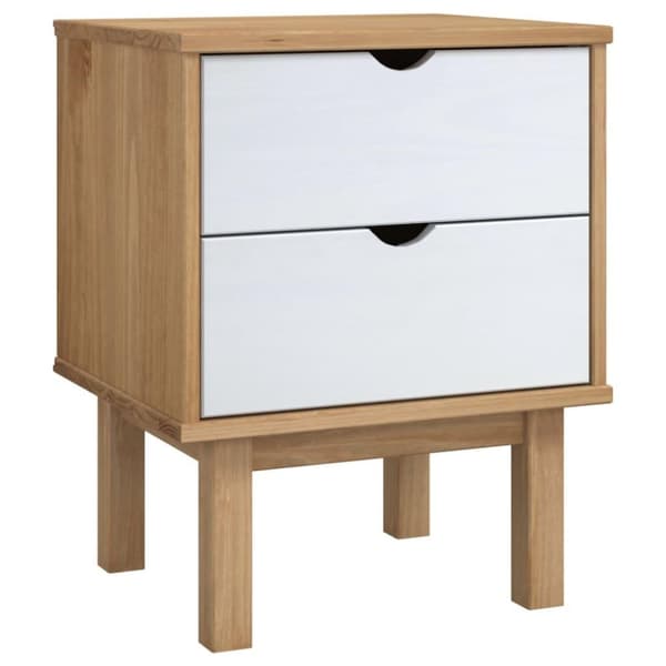 vidaXL sengebord OTTA 45x39x57 cm massivt fyrretræ brun og hvid