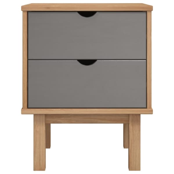 vidaXL sengebord OTTA 45x39x57 cm massivt fyrretræ brun og grå